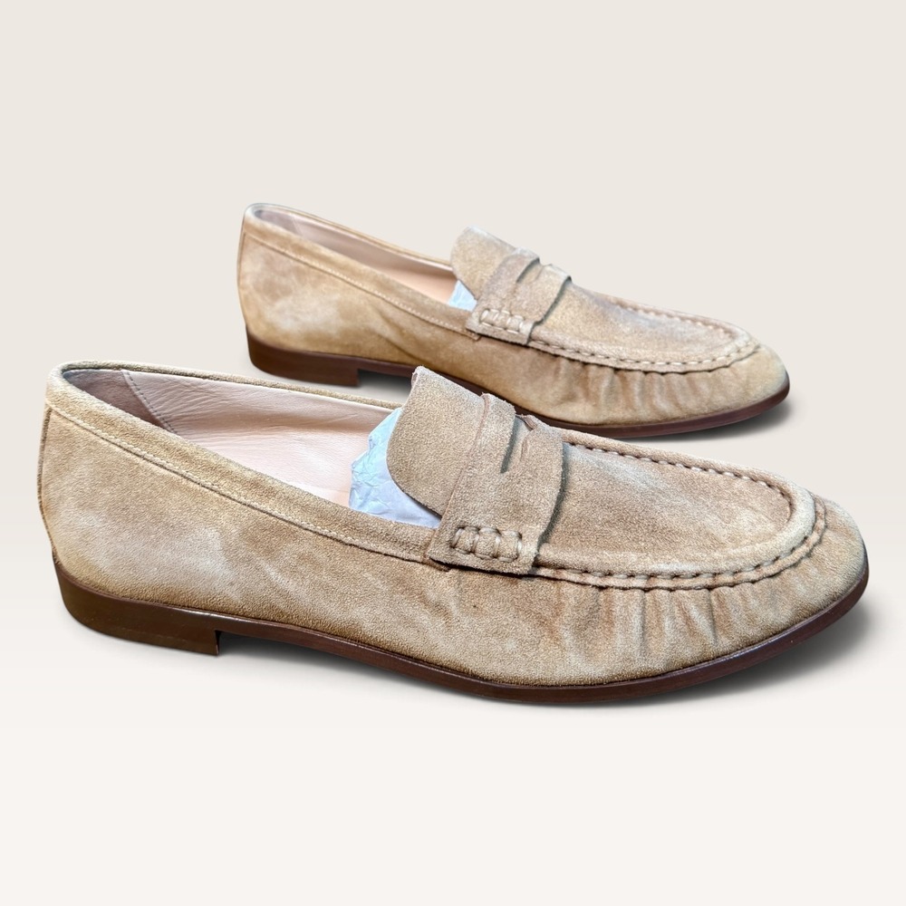Tuckernuck Cafe Au Lait Vivian Suede Penny Loafers US 10 Grannycore Preppy